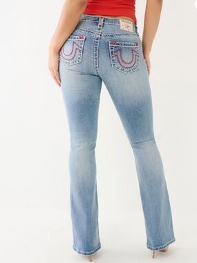 True Religion Becca Red stitching Mid rise Bootcut‎ Jeans New Light Bootcut 29